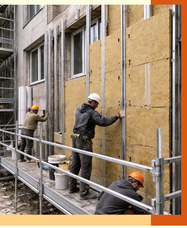 Утепление вентилируемого фасада в Ахтубинске от 5799 руб/м2 — монтаж и утепление вентфасад | ТепломастерХтб